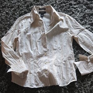 Women's Striped Button Down Shirt - Cream